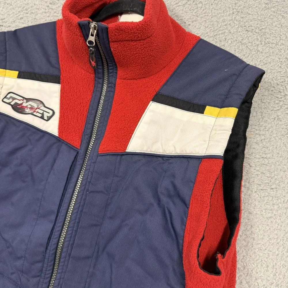 Spyder Vest‎ Mens Small Red Blue Fleece Zip Front Ski Snowboard Outdoor